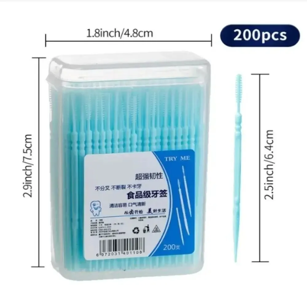 200pcs Boxed Toothpick Brush Portable Portable Plastic Toothpick Disposable Household Gap Brush Pick Toothpick Line