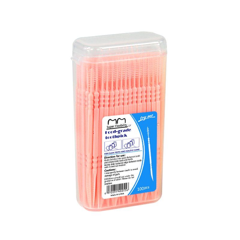 100pcs Toothpick Disposable Family Box Packed Portable Ultra Fine Pick Double Head High End Personality Creative Fruit Stick