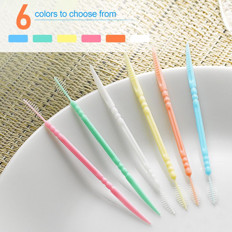 100pcs Toothpick Disposable Family Box Packed Portable Ultra Fine Pick Double Head High End Personality Creative Fruit Stick