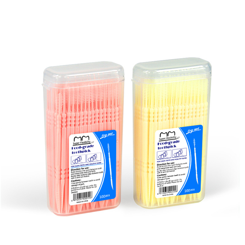 100pcs Toothpick Disposable Family Box Packed Portable Ultra Fine Pick Double Head High End Personality Creative Fruit Stick
