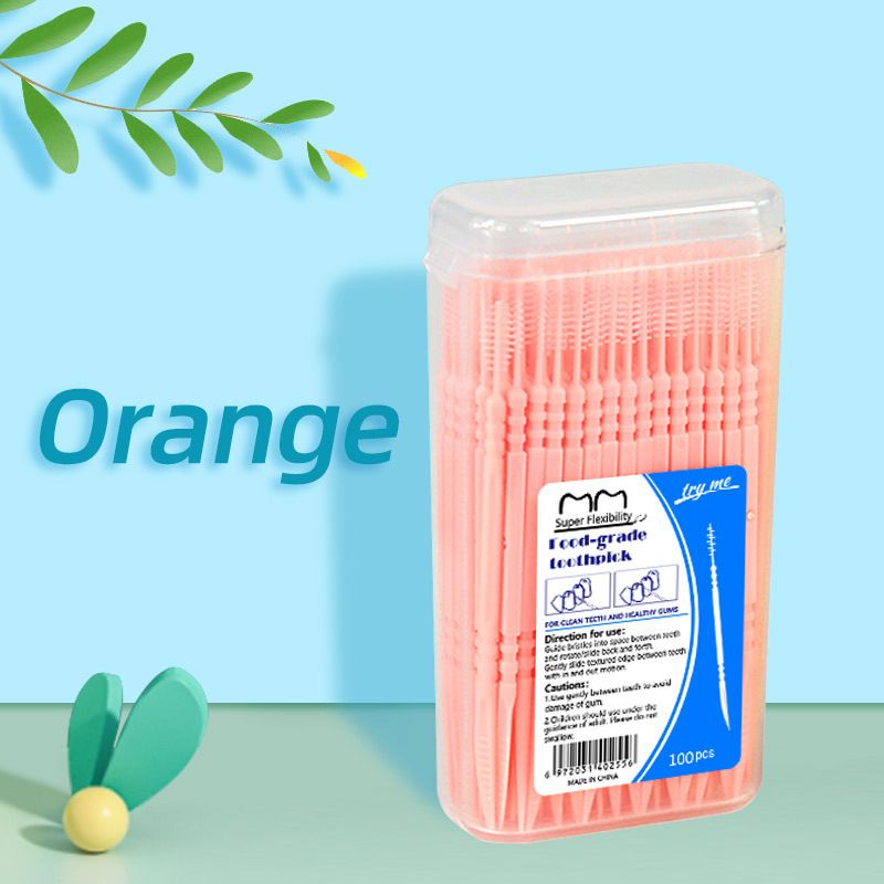 100pcs Toothpick Disposable Family Box Packed Portable Ultra Fine Pick Double Head High End Personality Creative Fruit Stick