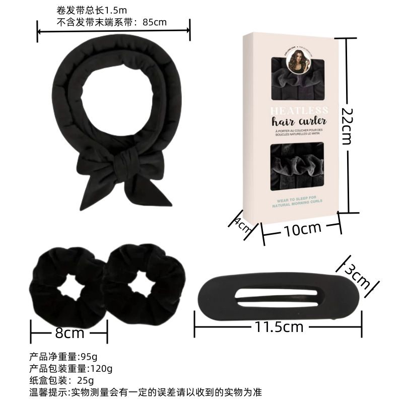 5pcs Non-Heat Curling Wands Lazy Bow Big Wave Hair Styling Tool Bath Cap Combination for Easy Bedhead Look Perfect Sleep Gift