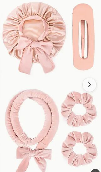 5pcs Non-Heat Curling Wands Lazy Bow Big Wave Hair Styling Tool Bath Cap Combination for Easy Bedhead Look Perfect Sleep Gift