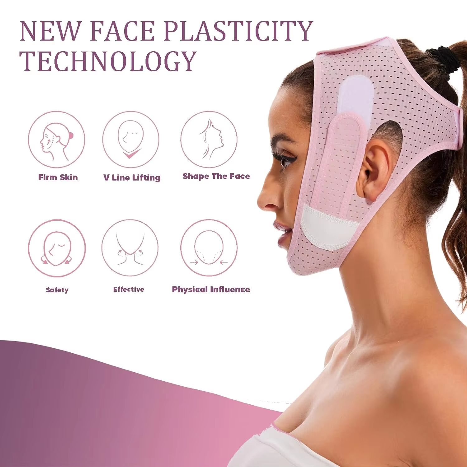 V-Line Mask Double Chin Reducer Strap for sleeping jawline Shaped Face slimming Jaw Exerciser lift tape Women