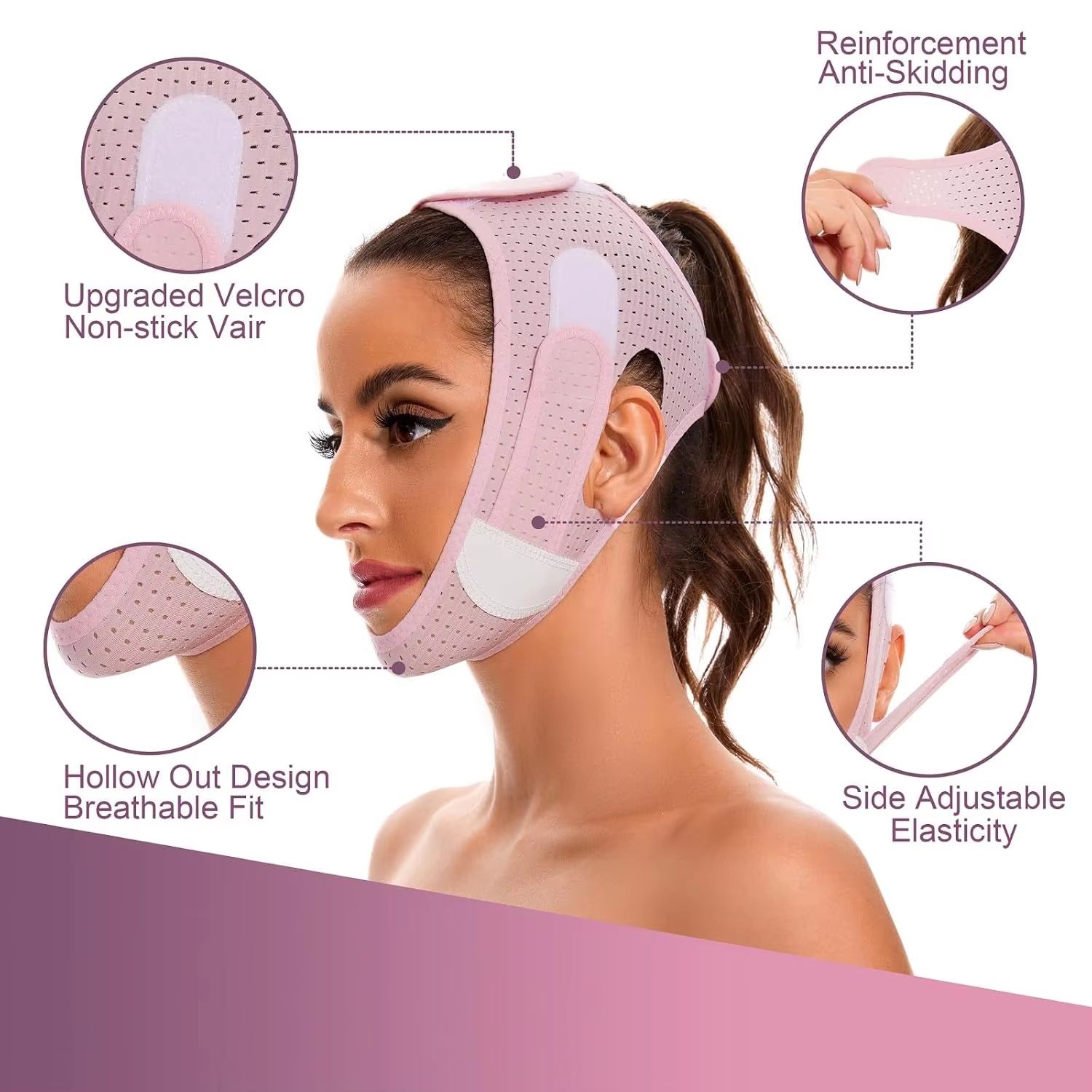V-Line Mask Double Chin Reducer Strap for sleeping jawline Shaped Face slimming Jaw Exerciser lift tape Women