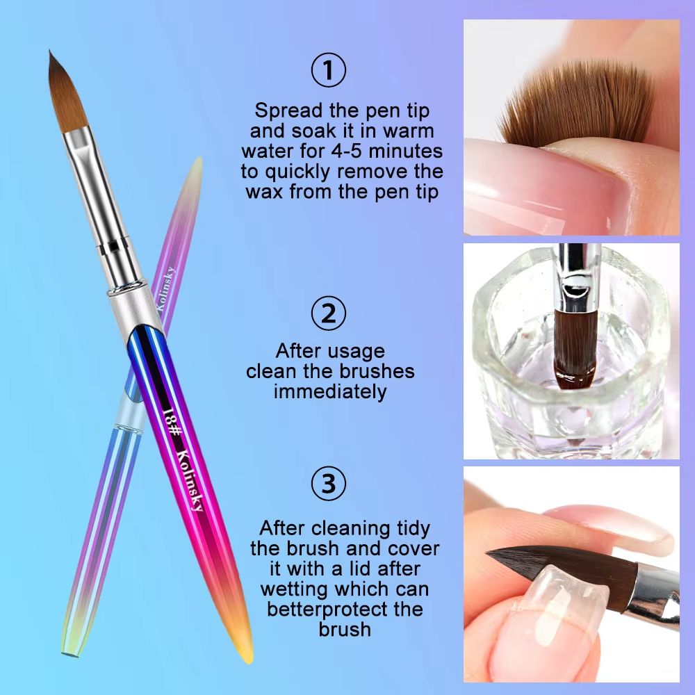 Nail Brush for Manicure Gel Brush for Nails Art Brush 3D Acrylic Liquid Powder Carving Gel Brush Liner Drawing Pen