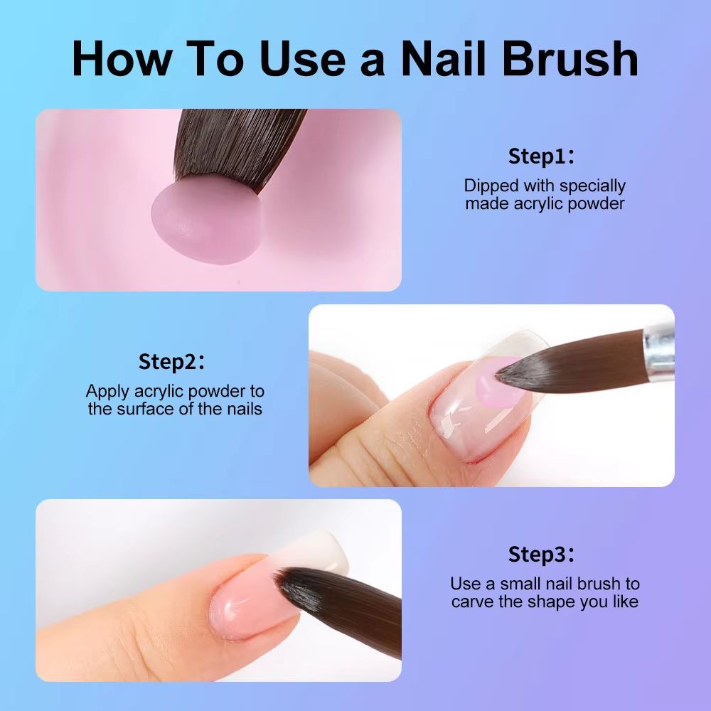 Nail Brush for Manicure Gel Brush for Nails Art Brush 3D Acrylic Liquid Powder Carving Gel Brush Liner Drawing Pen
