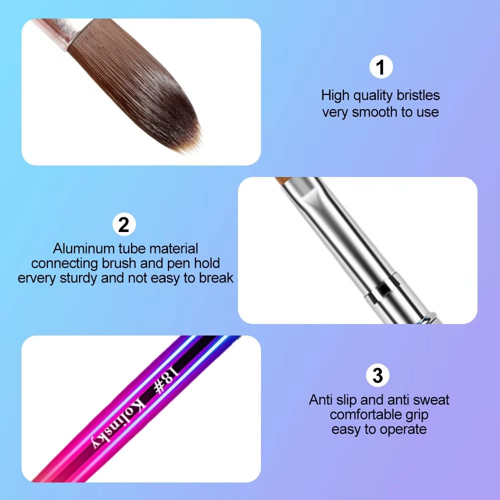 Nail Brush for Manicure Gel Brush for Nails Art Brush 3D Acrylic Liquid Powder Carving Gel Brush Liner Drawing Pen