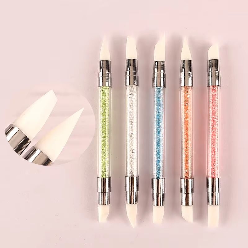 Nail Art Pen Double Head Silicone Flower Sculpting Pen Adjustable Glue Stick Embossing Pen Nail Art Brush Every Home Tool