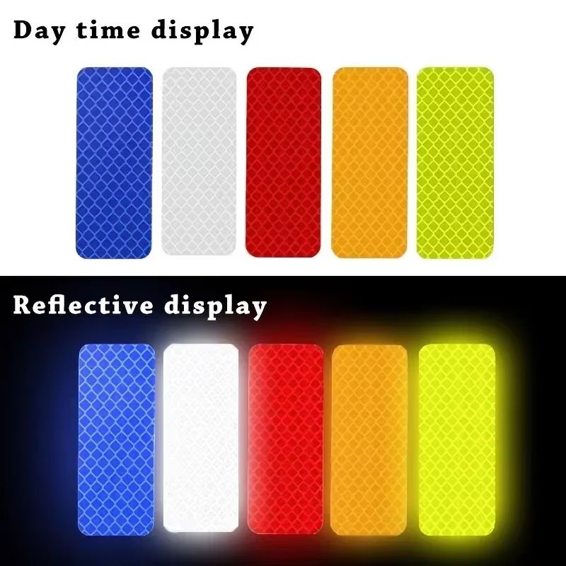 10pcs Bicycle Reflective Stickers 30x80mm Night Riding Safety Warning Strip Suitable for Bike Motorcycle Clothing Trailer Helmet