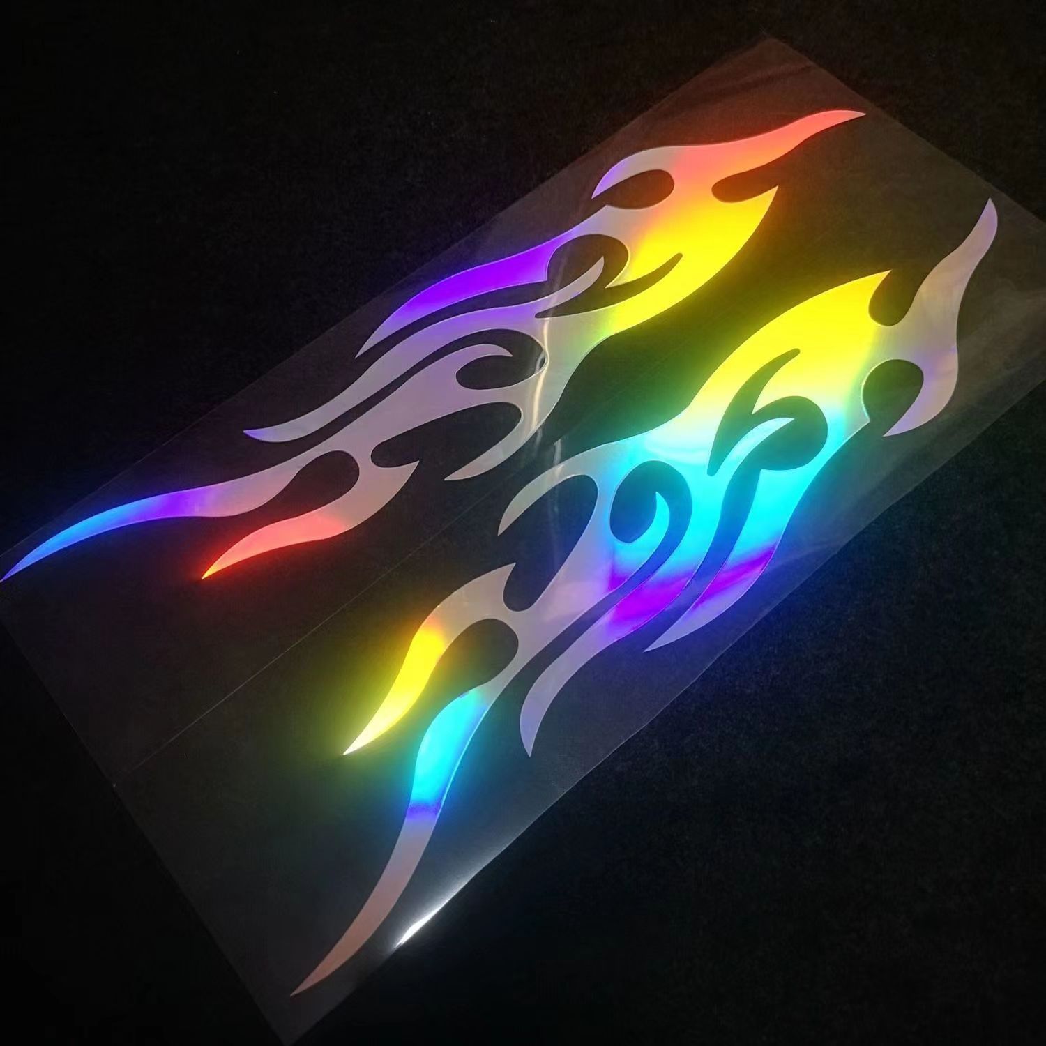 DIY Flame Car Motocycle Reflective Laser Rainbow Sticker Car Decor Reflective Decal Styling Sticker Covering Scratches Vehicle Stickers