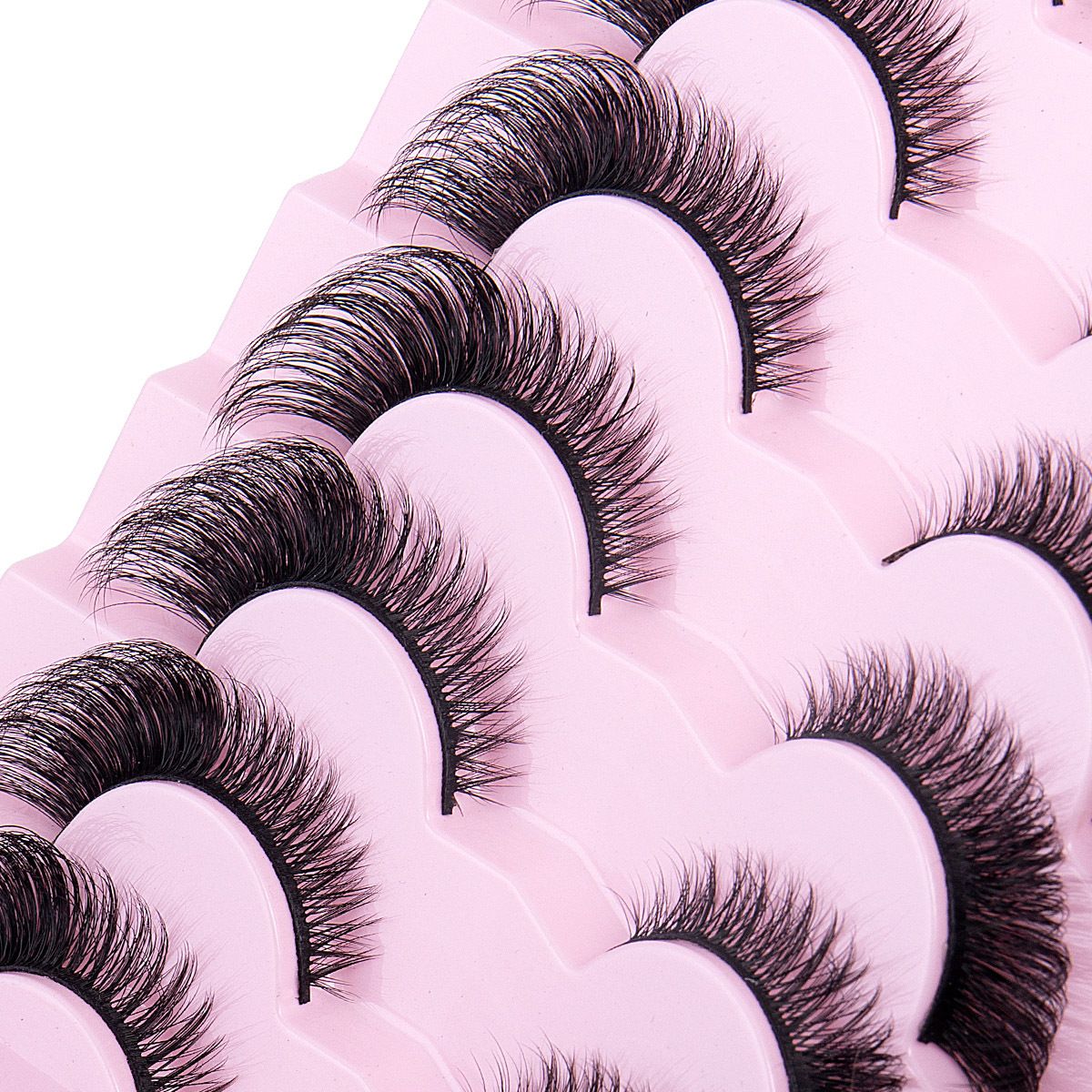 HM4-58 7 Pairs Cat Eye Lashes Faux Mink Eyelashes Winged End Eye Elongated Eyelashes Fake Lashes Soft Natural long Full Strip Lashes