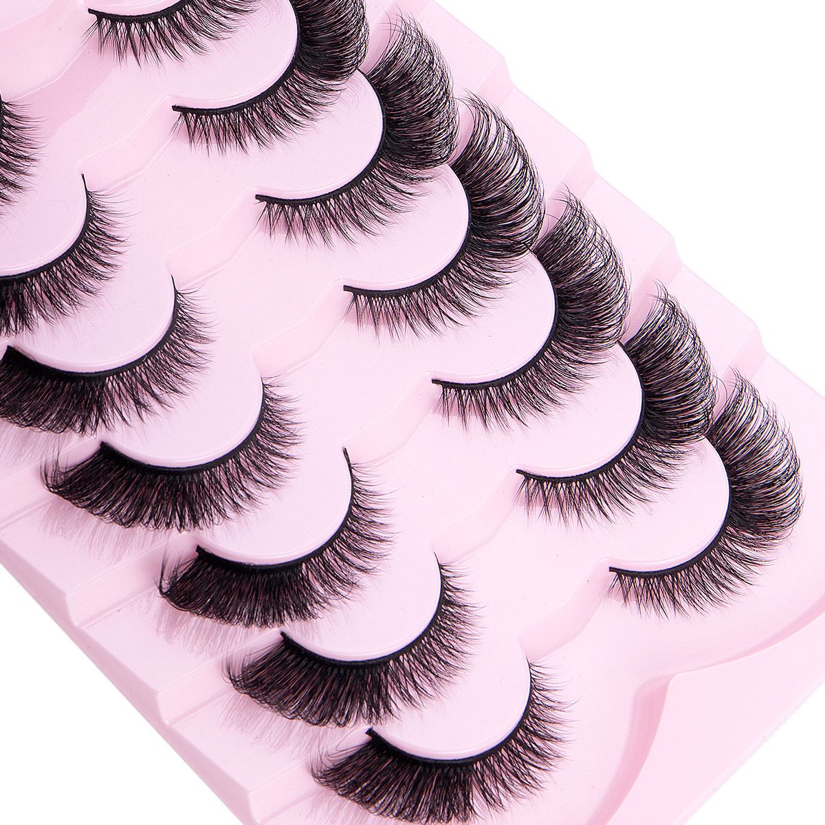 HM4-58 7 Pairs Cat Eye Lashes Faux Mink Eyelashes Winged End Eye Elongated Eyelashes Fake Lashes Soft Natural long Full Strip Lashes