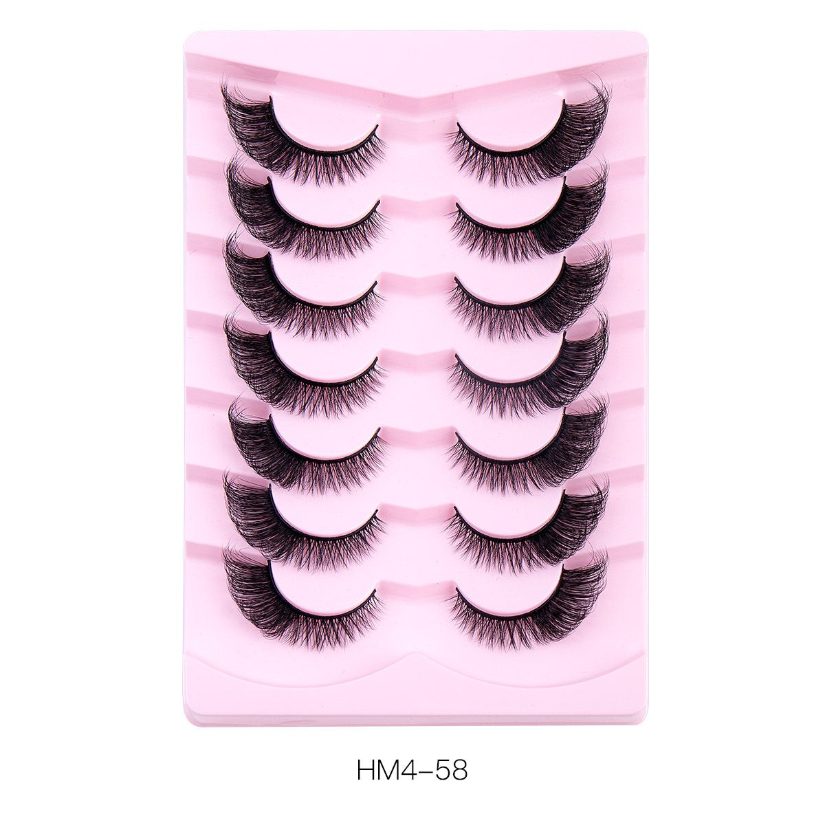 HM4-58 7 Pairs Cat Eye Lashes Faux Mink Eyelashes Winged End Eye Elongated Eyelashes Fake Lashes Soft Natural long Full Strip Lashes