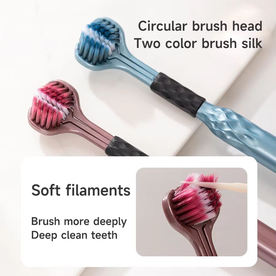 3D Manual Toothbrush 2pcs Three sided U-shaped Soft Toothbrush for Comprehensive Oral Cleaning for Adults, Men and Women, Couple