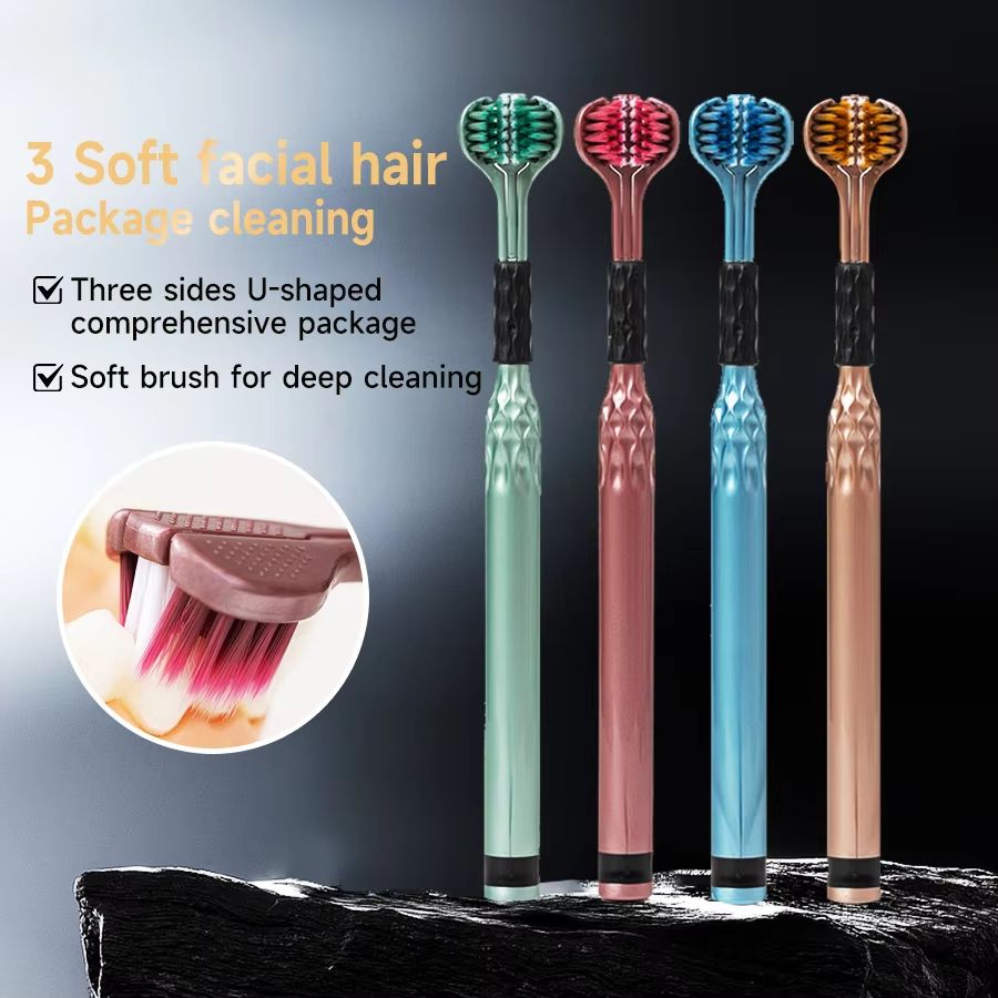 3D Manual Toothbrush 2pcs Three sided U-shaped Soft Toothbrush for Comprehensive Oral Cleaning for Adults, Men and Women, Couple