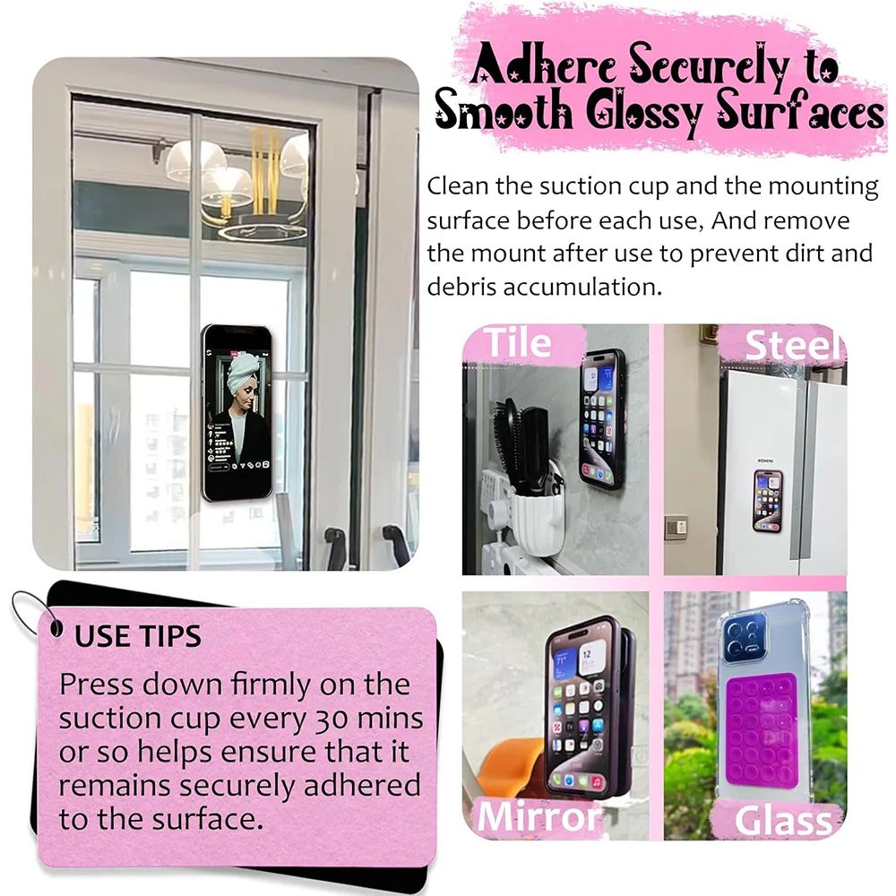 Candy Color Silicone Suction Phone Case Mount Non Slip Suction Cup Phone Stand Silicone Phone Holder For Selfies and Videos