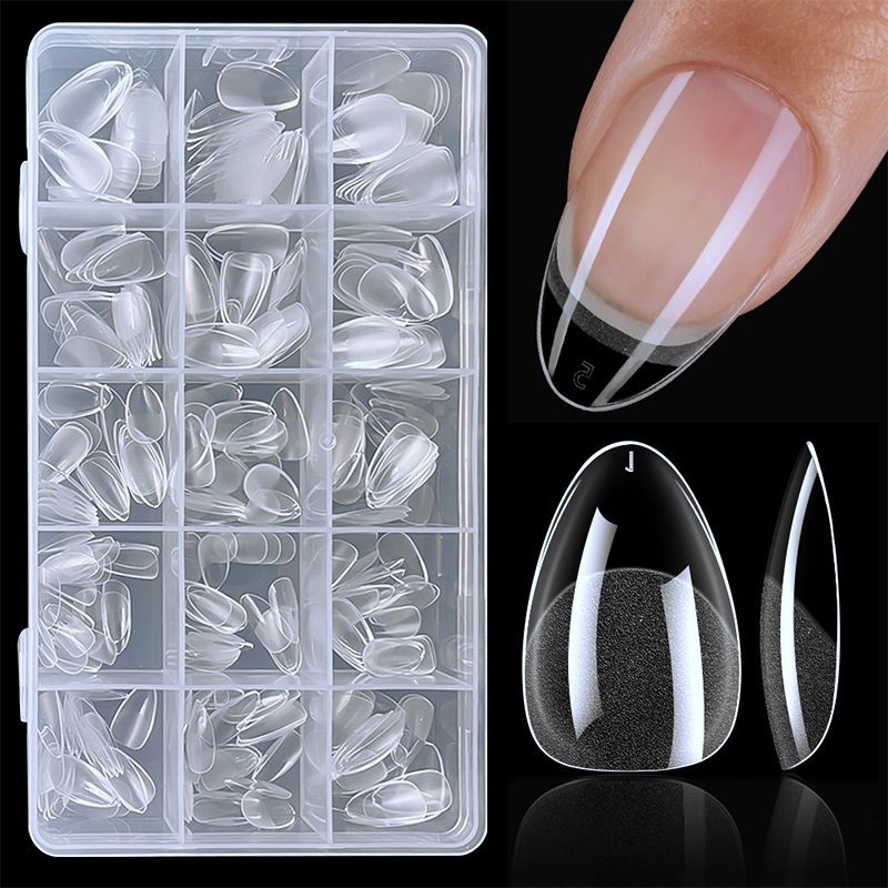 240Pcs XXS Extra Short Almond Coffin Nail Tips Half Matte Pre-Filed Soft Gel Full Cover Fake Nail for Small Average Nail Beds