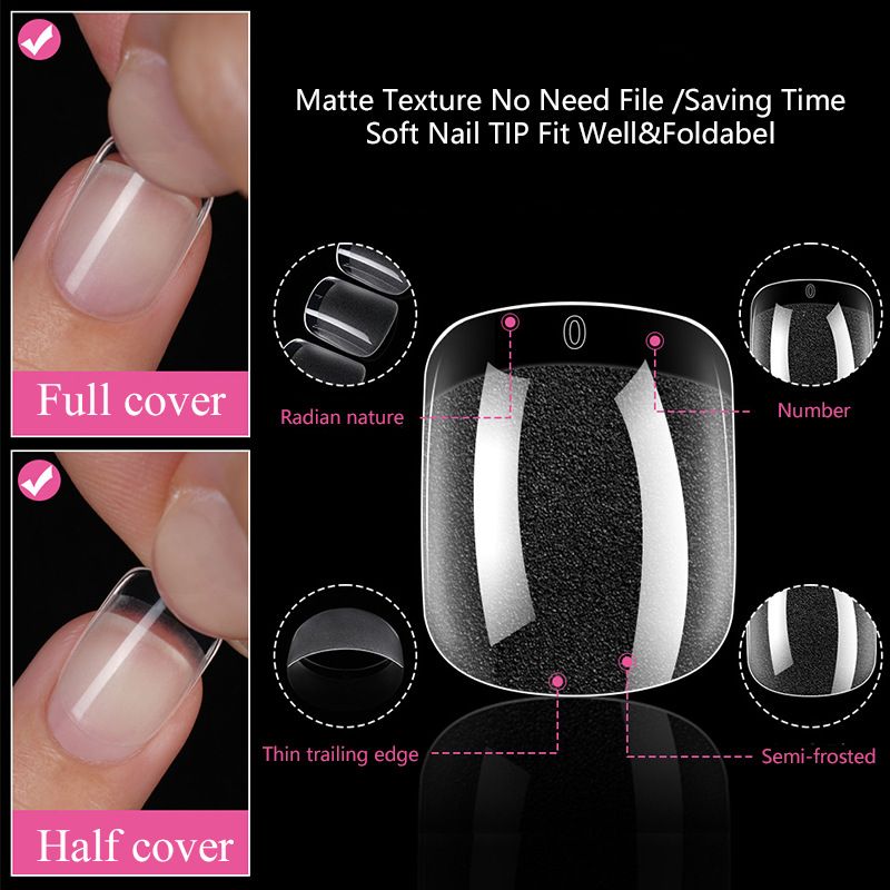 240Pcs XXS Extra Short Almond Coffin Nail Tips Half Matte Pre-Filed Soft Gel Full Cover Fake Nail for Small Average Nail Beds