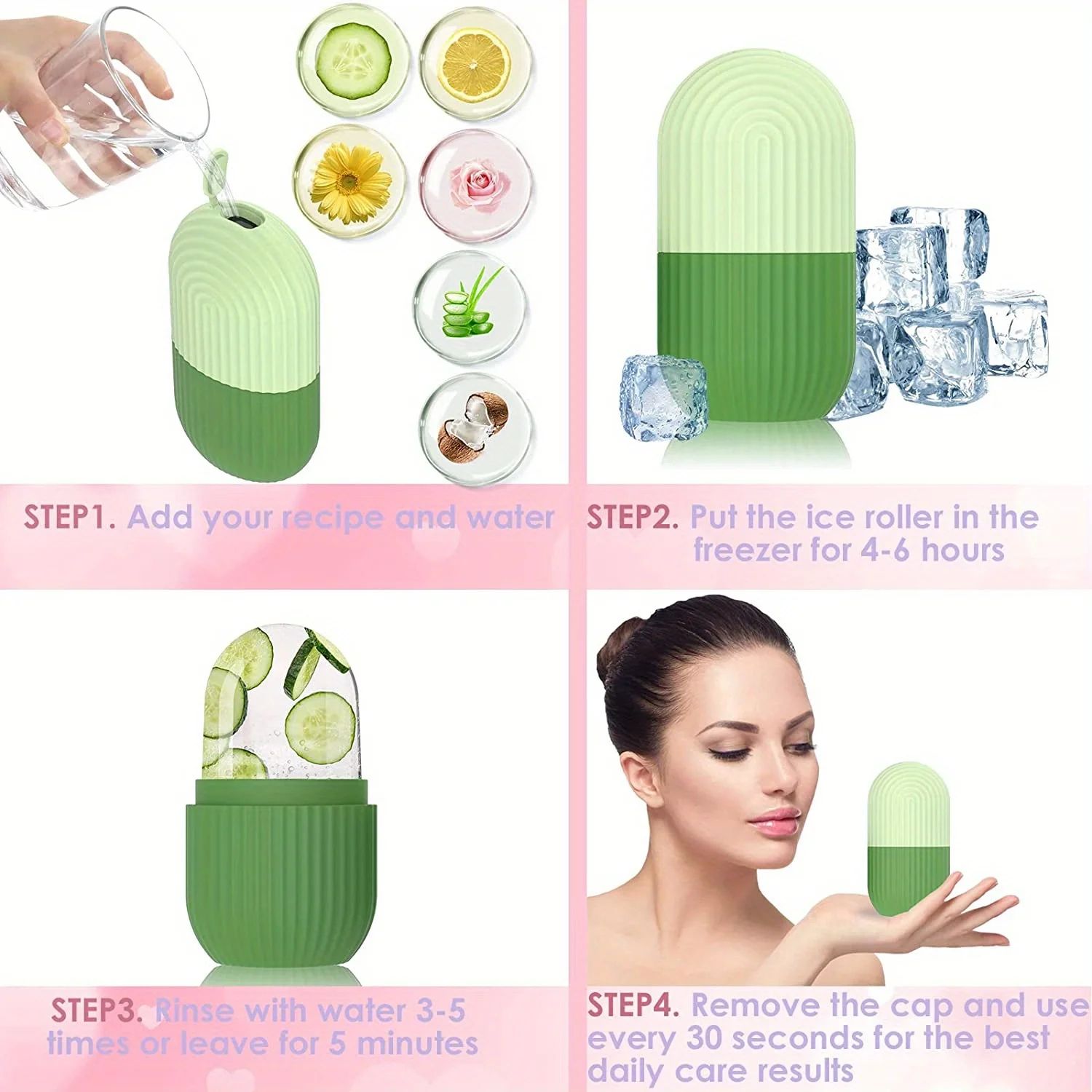 Reusable Ice Face Roller Beauty Ice Facial Rollers Mold Facial Massage Beauty Skin Care Tools Contour Leakproof Facial Massager
