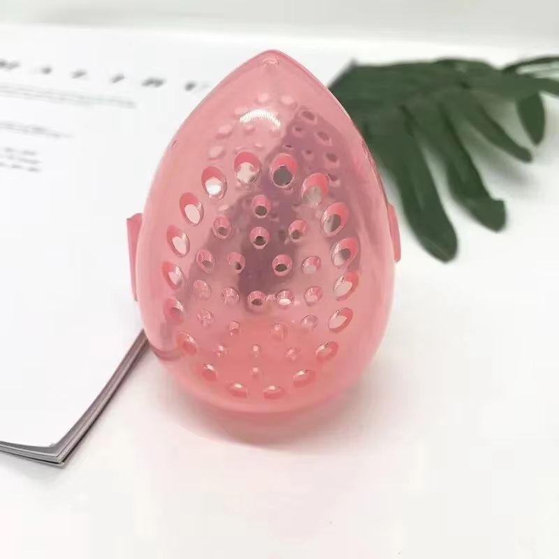 Beau Egg Storage Shell With Hole, Portable BreathablePowder Puff Box With Lid, Travel Holiday Supplies