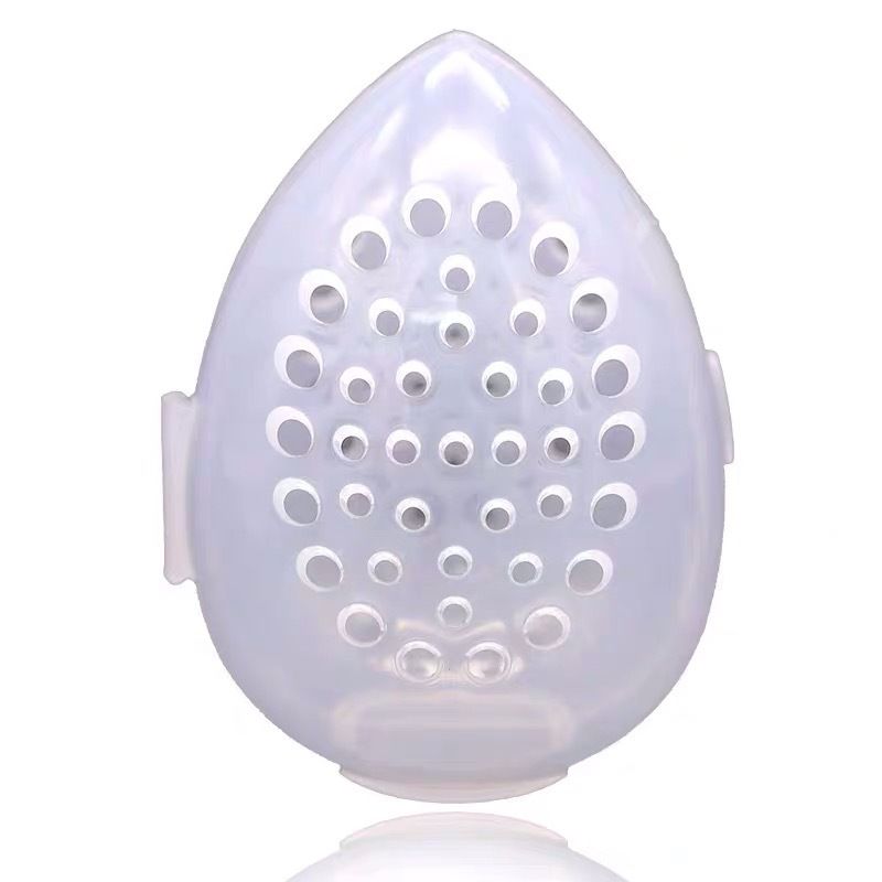 Beau Egg Storage Shell With Hole, Portable BreathablePowder Puff Box With Lid, Travel Holiday Supplies
