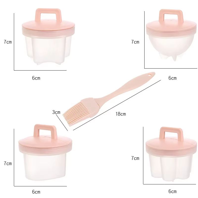 4 Pcs/Set Egg Cooker Egg Boiler Hard Boiled Eggs without shell Egg Cups Egg Mold Maker With Lid Brush Kitchen Egg Tools