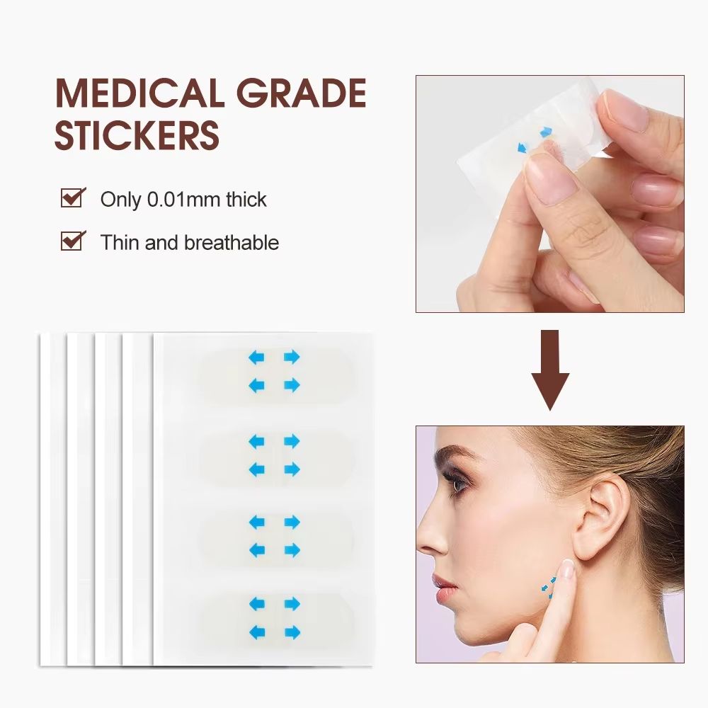80pcs Invisible V Face lifting Tapes Wrinkle Removal Sticker Forehead Neck Chin Sticker Anti Aging Patch Facial Slimming Firming