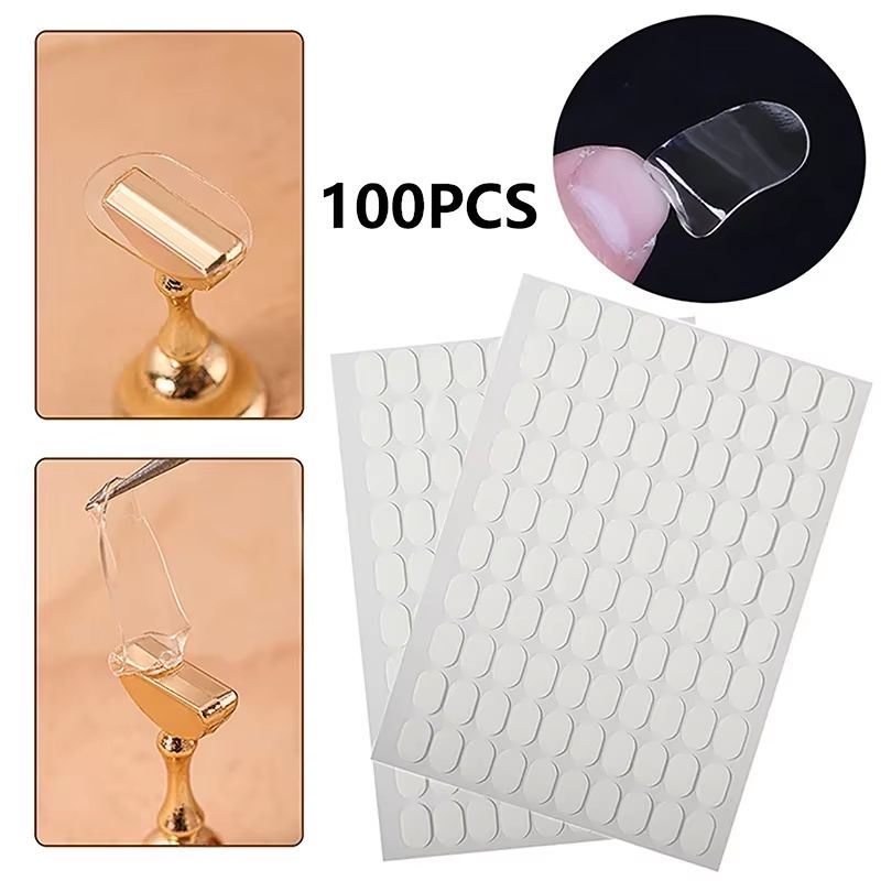 200 Pcs Press On Double Side Jelly Tape Nail Glue Adhesive Clear Stickers Manicure Art Display Stand Salon Practice Showing view 2