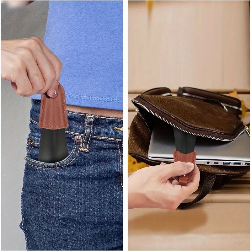 1pcs stainless steel shoehorn with leather handle, travel shoehorn is easy to carry and easy to wear shoes