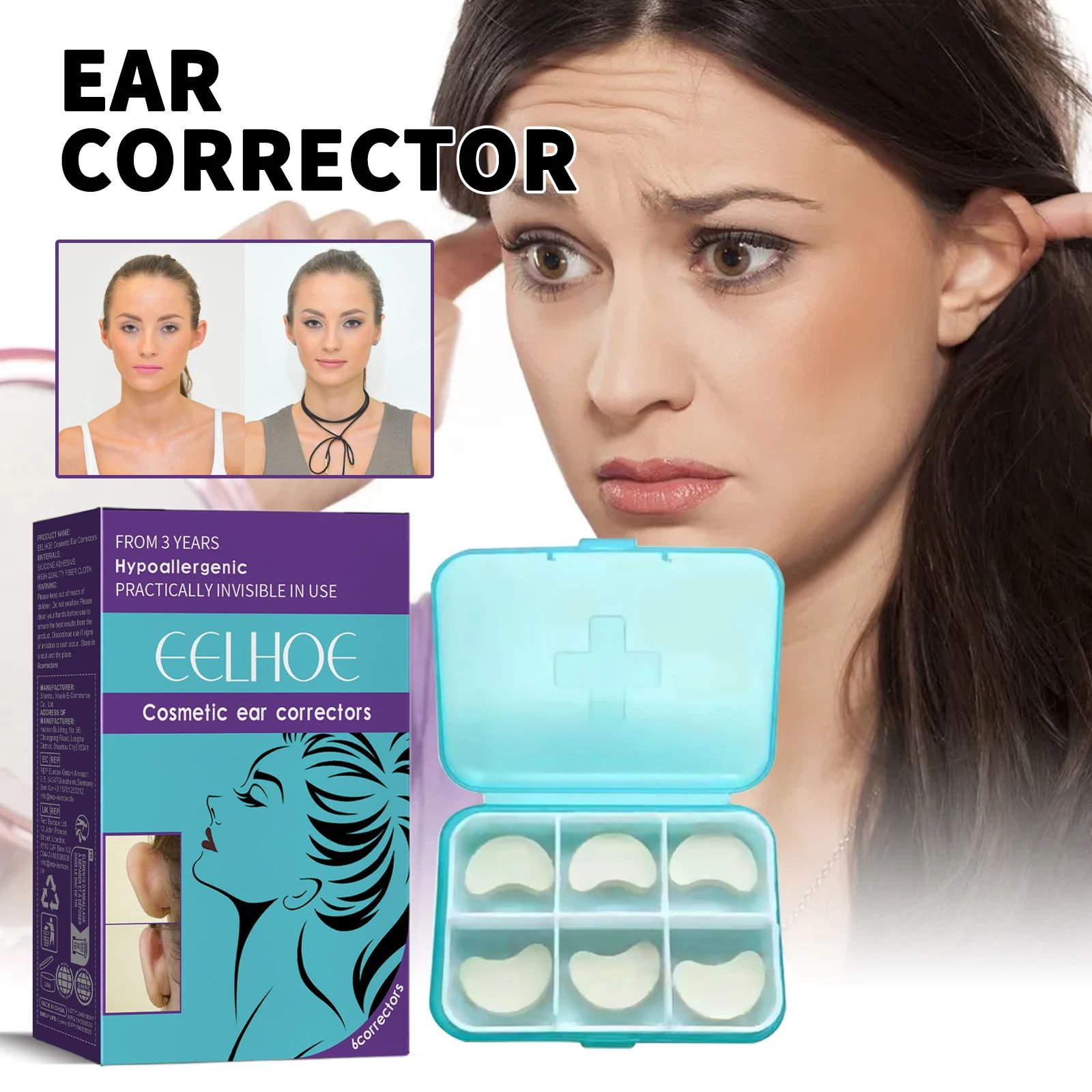 Ear Corrector Sticker Contour Shaping Auricle Valgus Correction Big Ears Solution Ear Makeup Protruding Ear Supporter Cosmetic