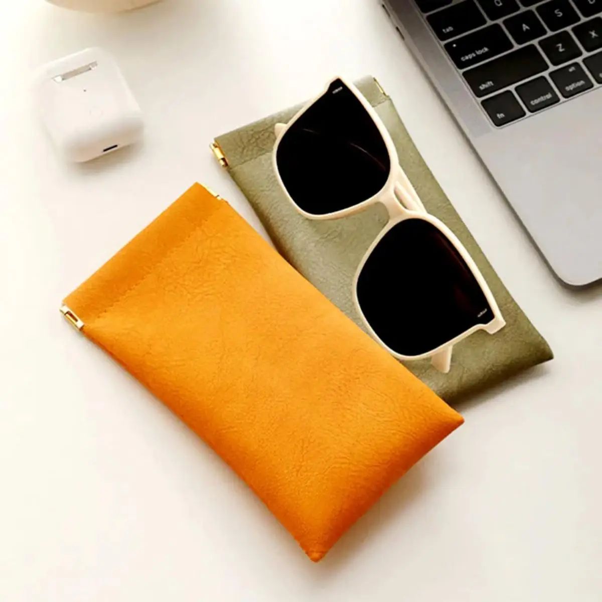 Soft PU Leather Sunglasses Glasses Bag Reading Case Sun Glasses Pouch Unisex Simple Eyewear Storage Bags