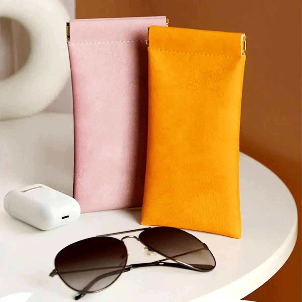 Soft PU Leather Sunglasses Glasses Bag Reading Case Sun Glasses Pouch Unisex Simple Eyewear Storage Bags