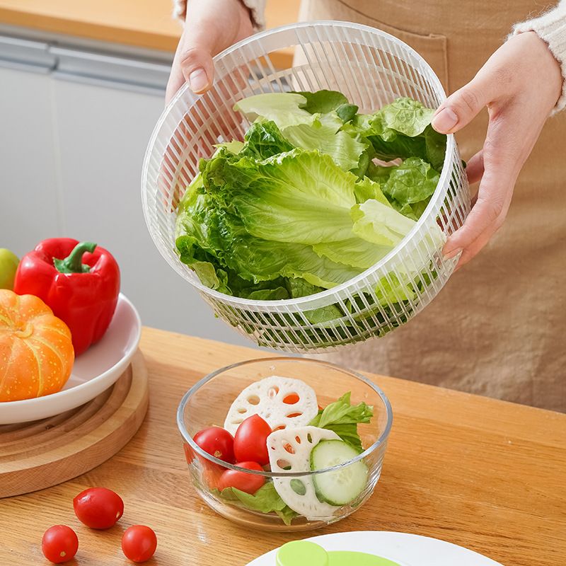 Salad Spinner for Leafy Vegetables, Lettuce Washer & Dryer, Kitchen Greens Drainer Strainer Crisper Tool