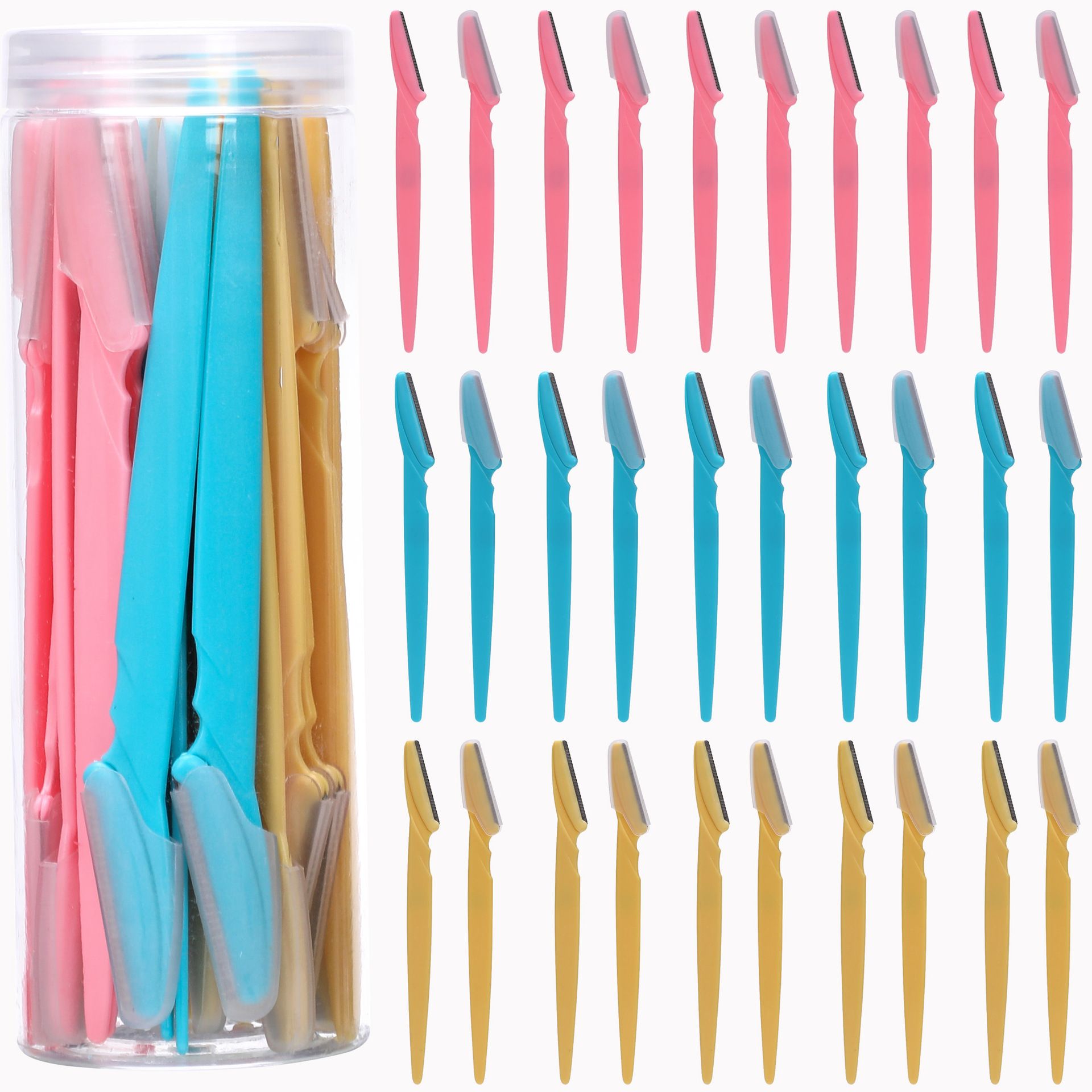 40Pcs Eyebrow Trimmer Makeup Beauty Tools Safe Eye Brow Razor Face Body Hair Removal Shaver Blades Woman Eyebrows Shaping Knife
