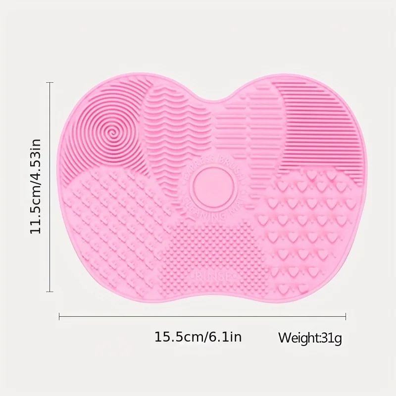Silicone Apple-Shaped Makeup Brush Cleaner Pad With Suction Cup For Effective Cosmetic Tool Cleaning