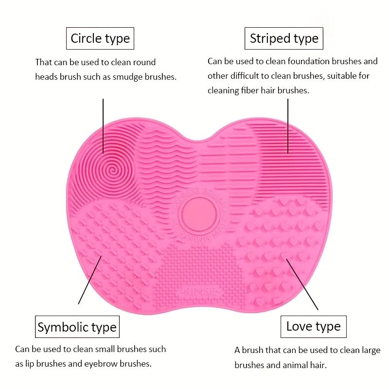 Silicone Apple-Shaped Makeup Brush Cleaner Pad With Suction Cup For Effective Cosmetic Tool Cleaning