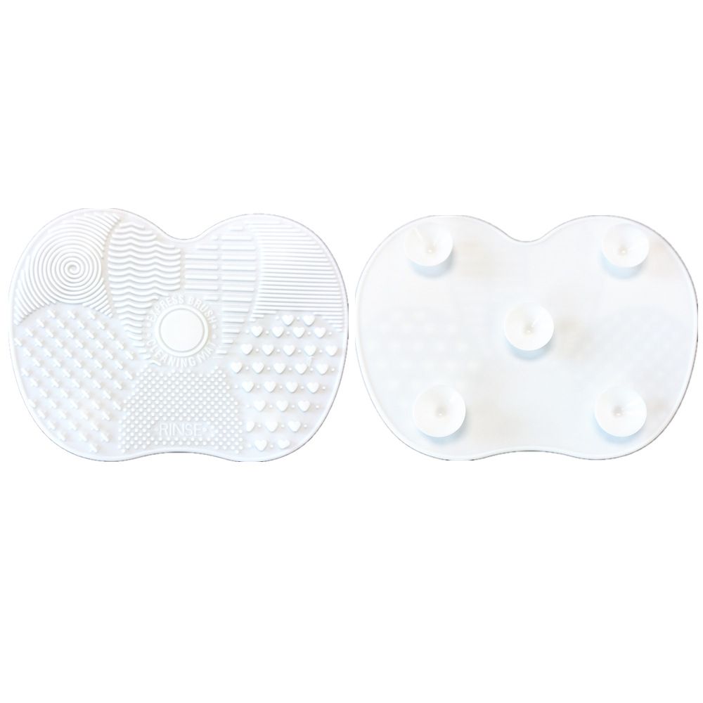 Silicone Apple-Shaped Makeup Brush Cleaner Pad With Suction Cup For Effective Cosmetic Tool Cleaning