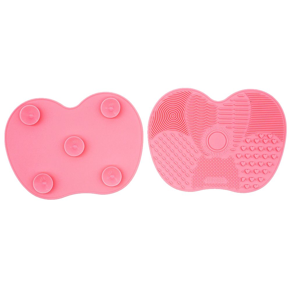 Silicone Apple-Shaped Makeup Brush Cleaner Pad With Suction Cup For Effective Cosmetic Tool Cleaning
