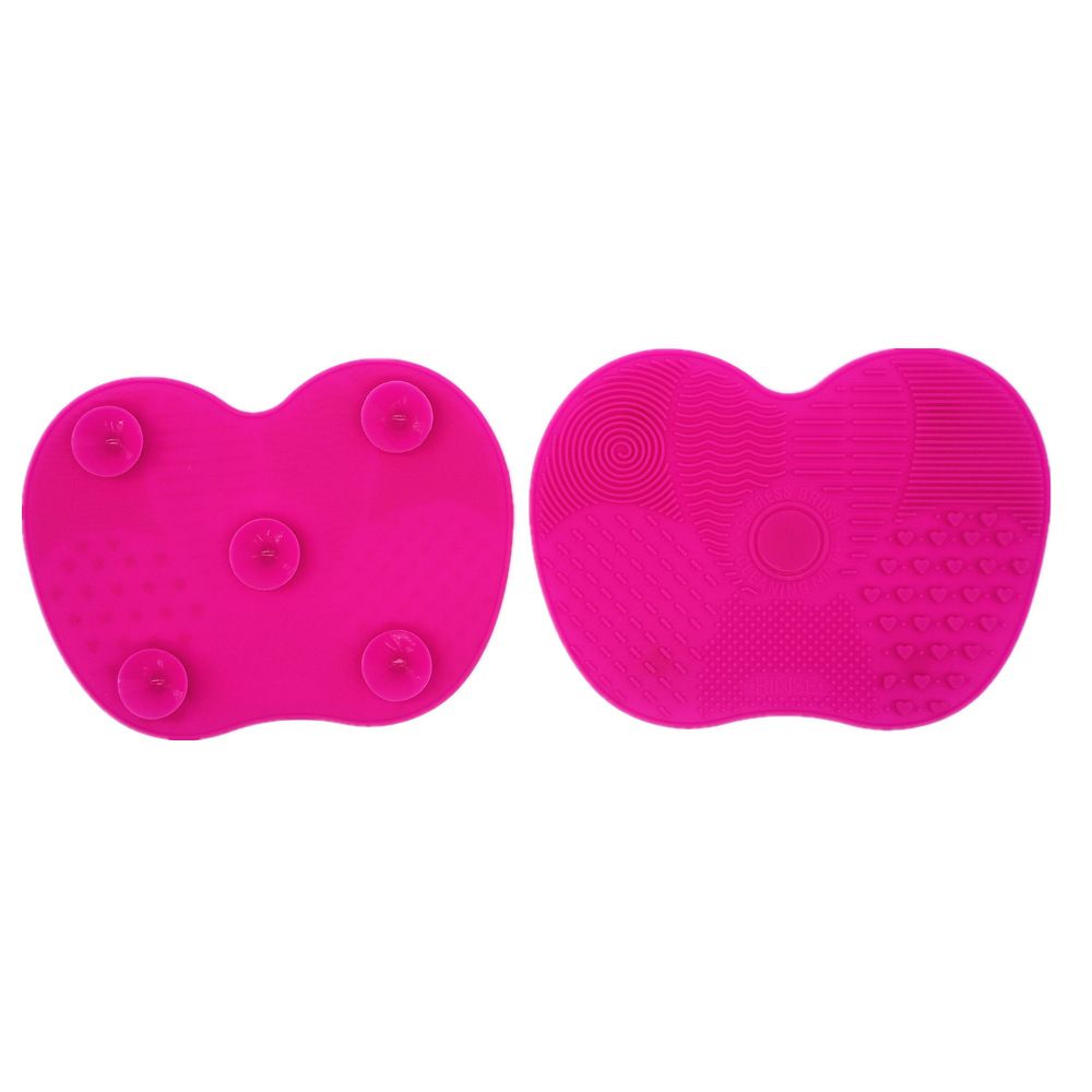 Silicone Apple-Shaped Makeup Brush Cleaner Pad With Suction Cup For Effective Cosmetic Tool Cleaning