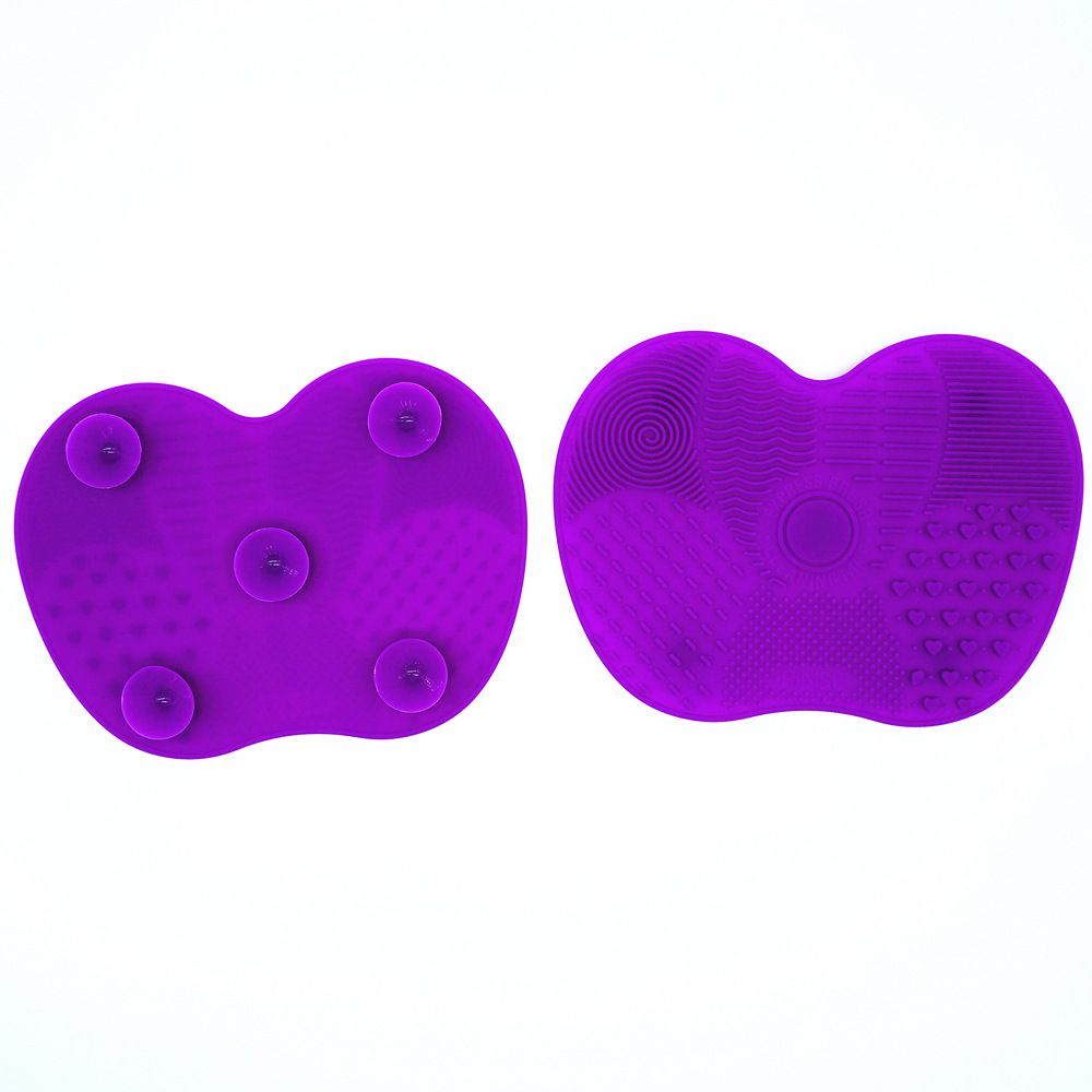 Silicone Apple-Shaped Makeup Brush Cleaner Pad With Suction Cup For Effective Cosmetic Tool Cleaning