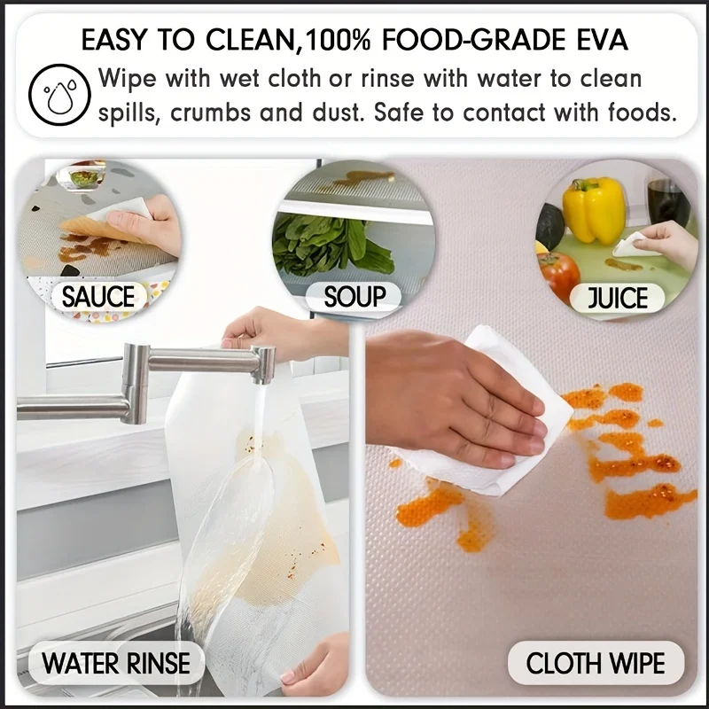 4PCS EVA Waterproof Refrigerator Liner Mat Washable Mildew Kitchen Pad Anti-oil Cabinet Drawer Placemat Heat-insulat Fridge Mat