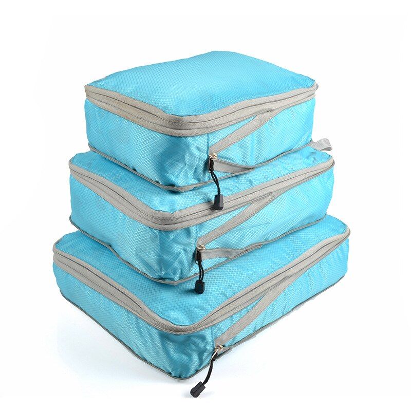 3Pcs/set Black/Blue/Grey Compressible Travel Storage Bag Portable Large Capacity Storage Bag Suitcase Luggage Packing Cubes