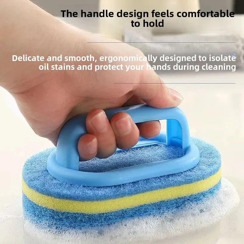 1/3PCS Household Cleaning Brush Magic Handle Sponge Easy Cleaning for Kitchen Bathroom Toilet Wall Window Cleaning Tools