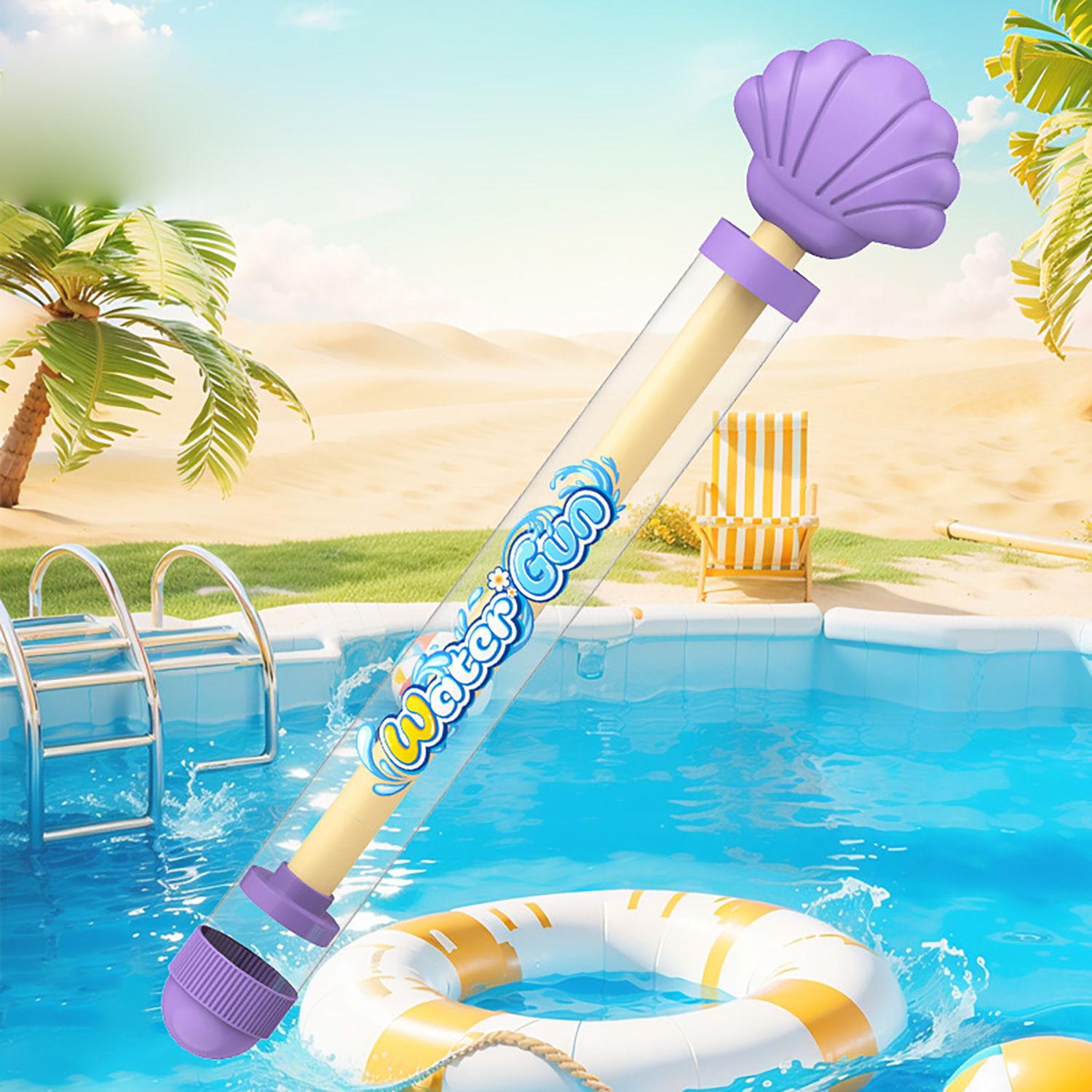 Shell fireworks water gun, pull-out water storage, children's outdoor water gun toy