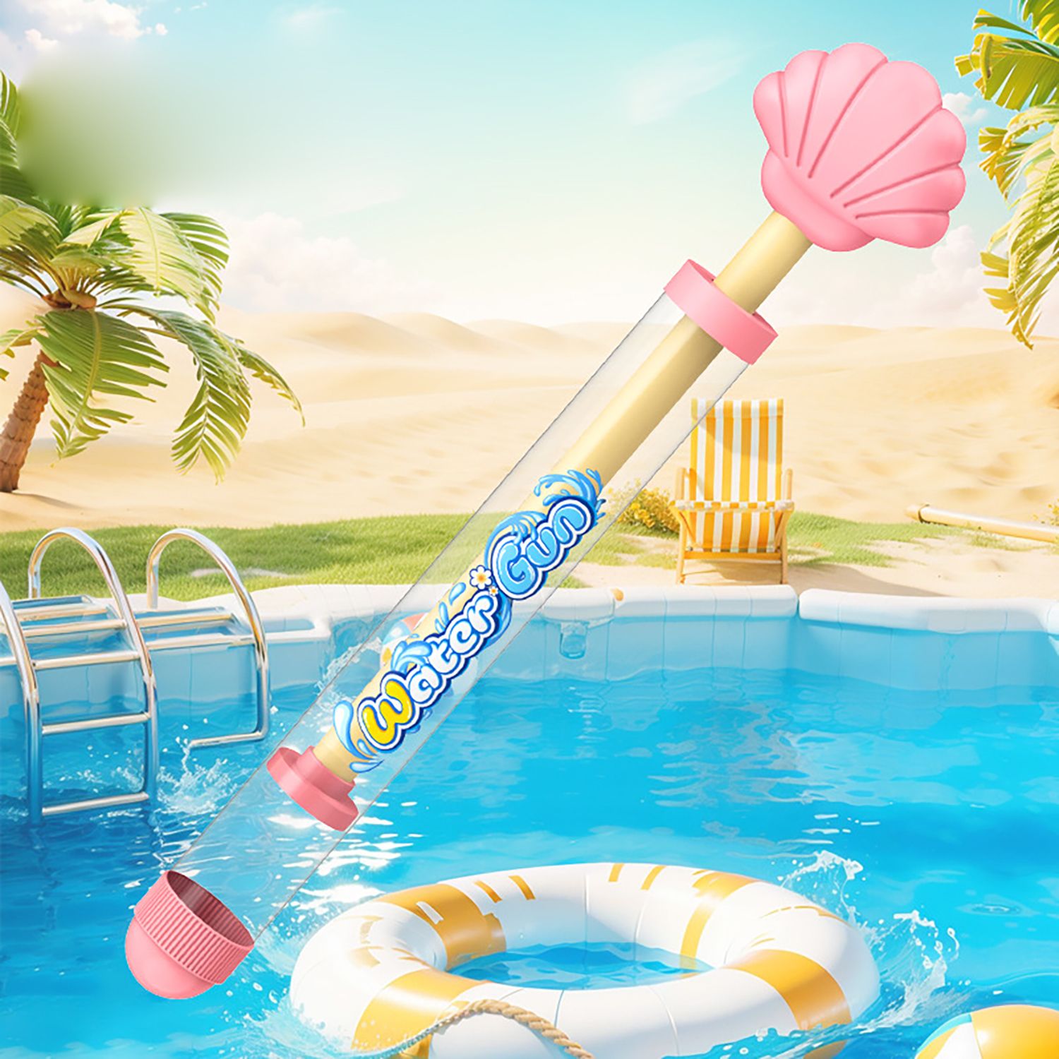 Shell fireworks water gun, pull-out water storage, children's outdoor water gun toy