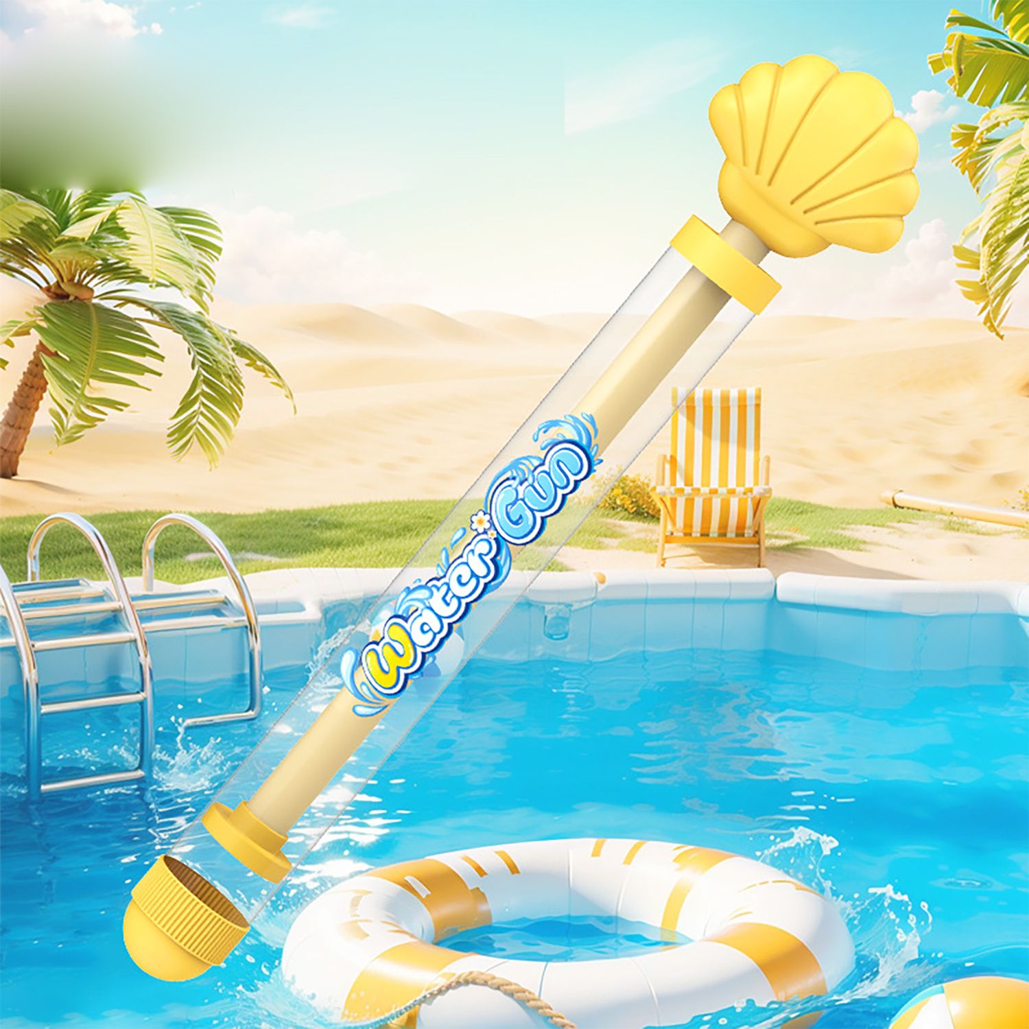 Shell fireworks water gun, pull-out water storage, children's outdoor water gun toy