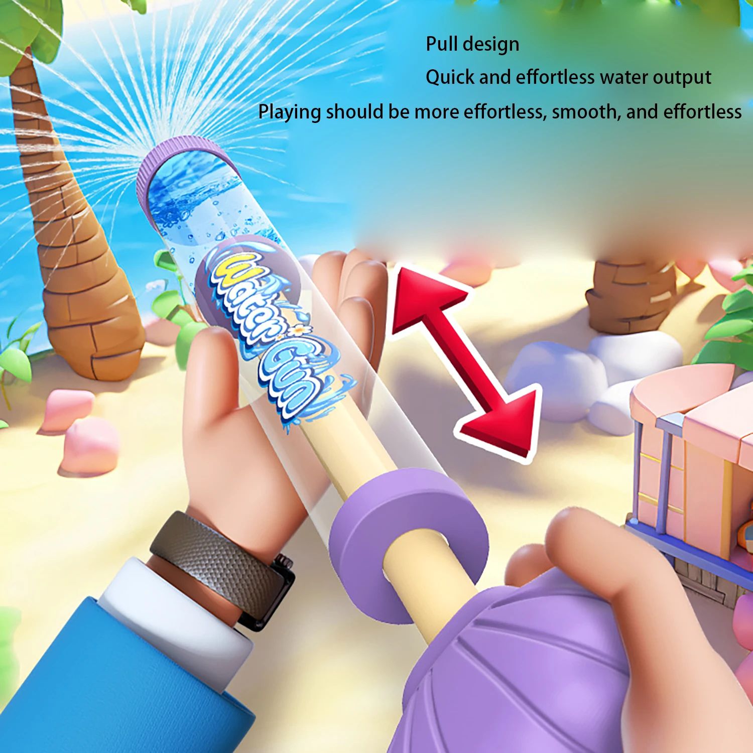 Shell fireworks water gun, pull-out water storage, children's outdoor water gun toy