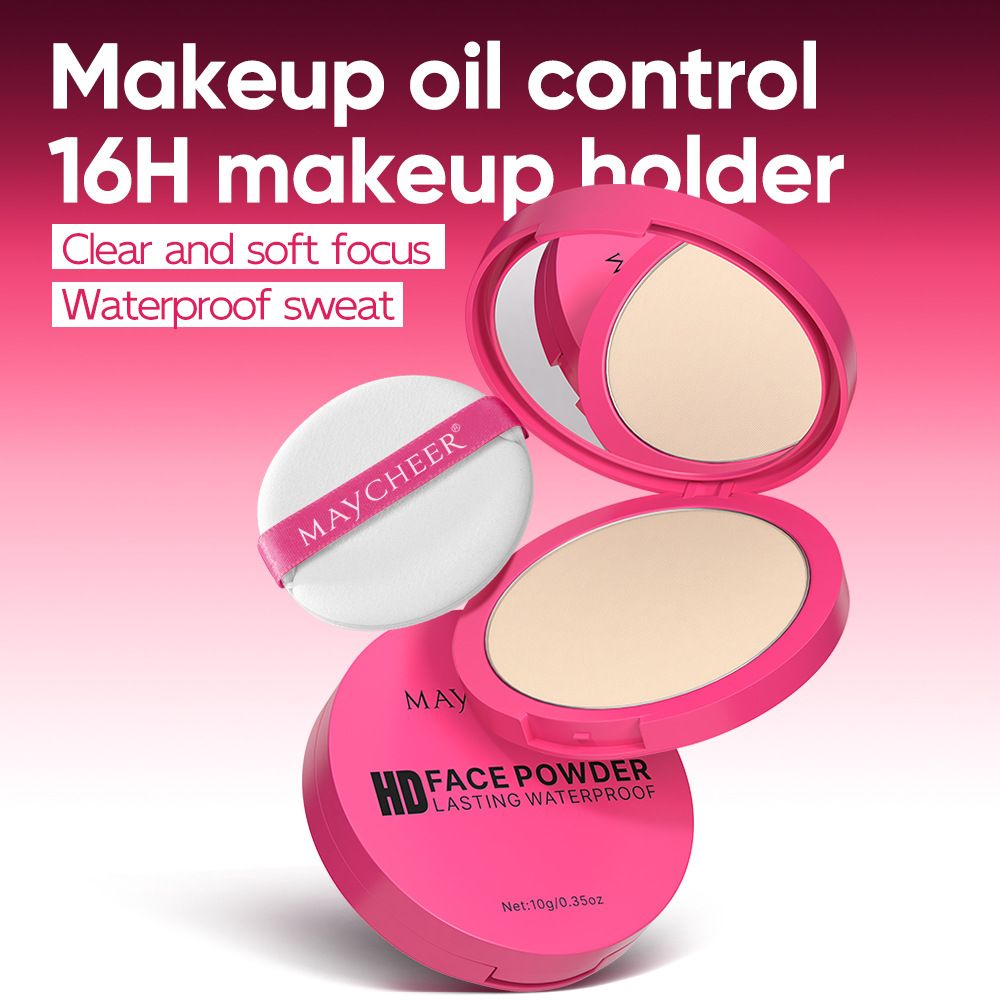 Natural Matte Pressed Powder Oil Control Brighten Whitening Face Base Foundation Compact Concealer Makeup Cosmetics