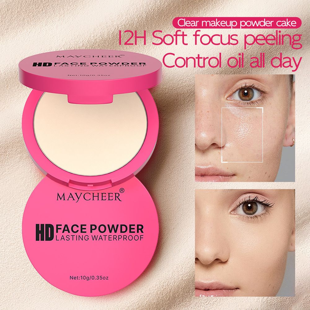 Natural Matte Pressed Powder Oil Control Brighten Whitening Face Base Foundation Compact Concealer Makeup Cosmetics